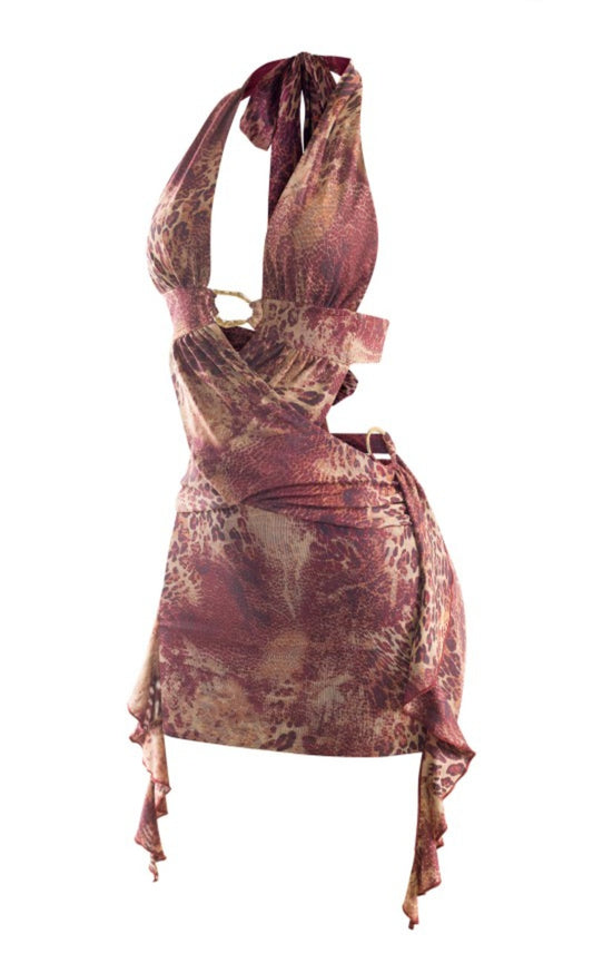 Chanel Leopard Dress (Burgundy)