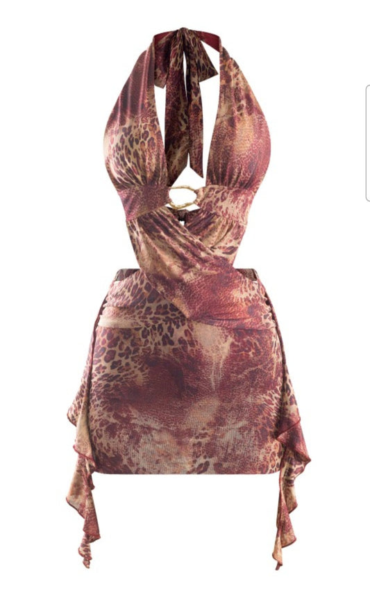 Chanel Leopard Dress (Burgundy)