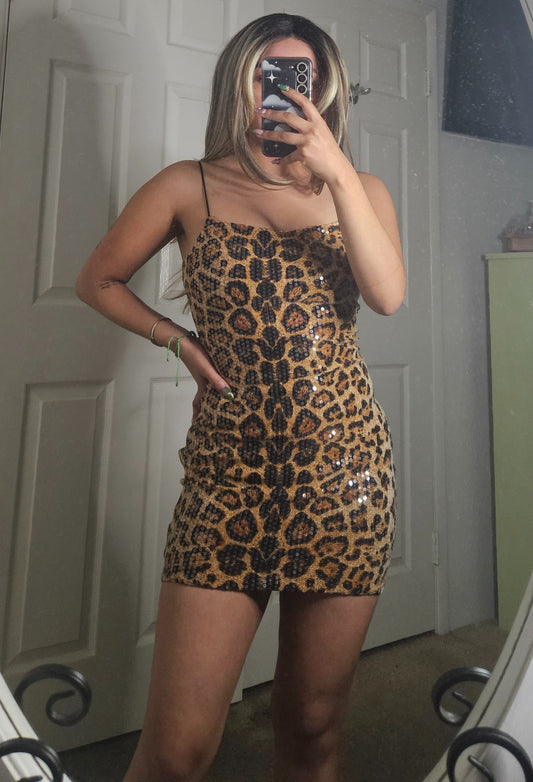 Fran Sequin Dress (Leopard)