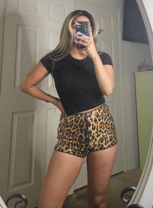 Franny Sequin Shorts (Leopard)