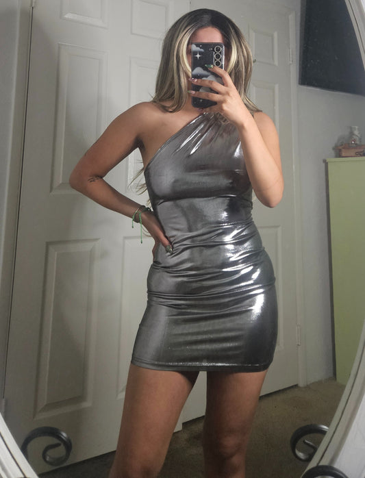 Neo Metallic Dress (Silver)