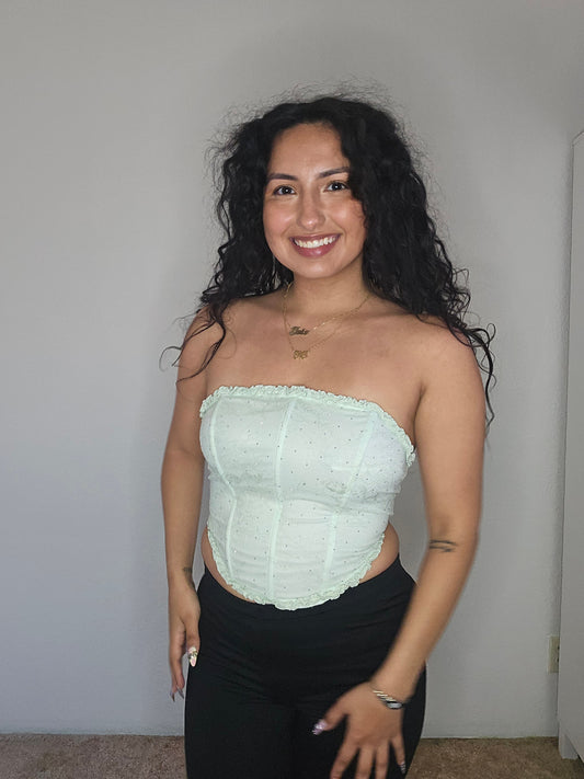 Angel Rhinestone Corset Top (Mint)