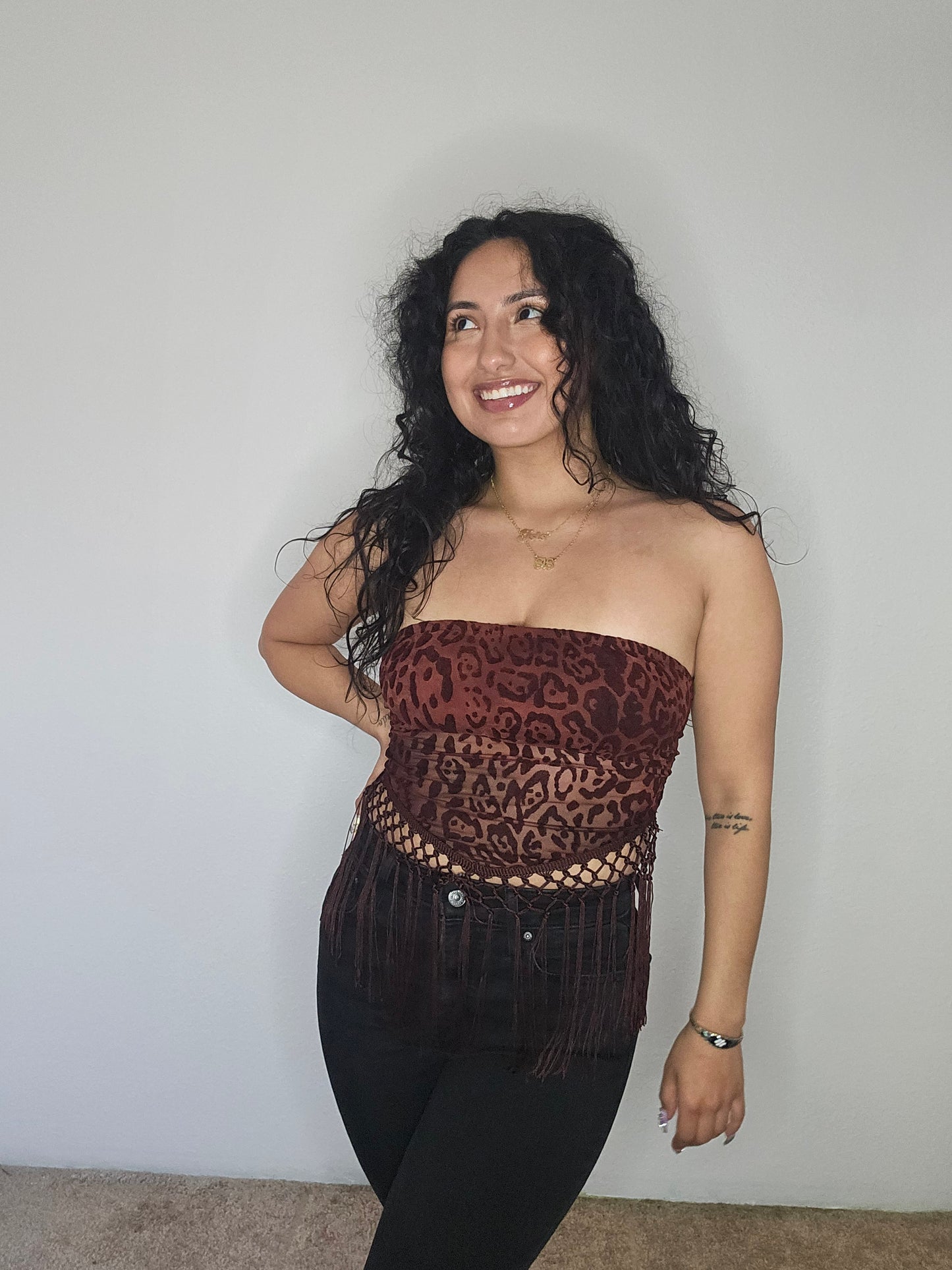 Vanessa Mesh Top (Burgundy)