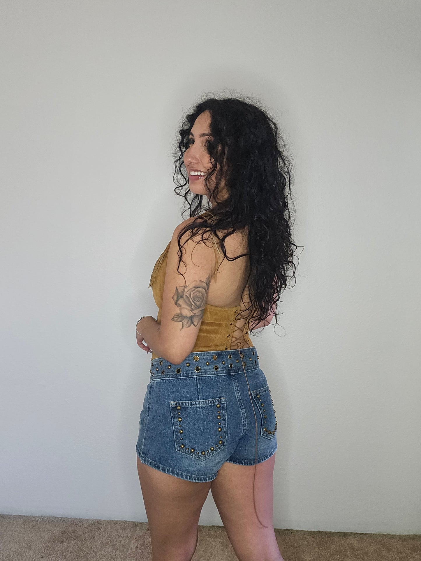 Dustine Lace Up Shorts (Blue)