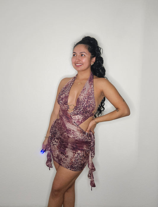 Chanel Leopard Dress (Burgundy)