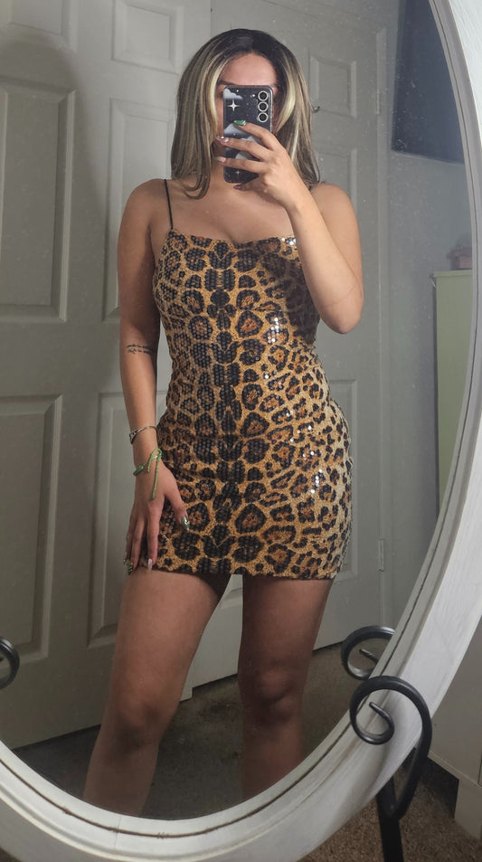 Fran Sequin Dress (Leopard)