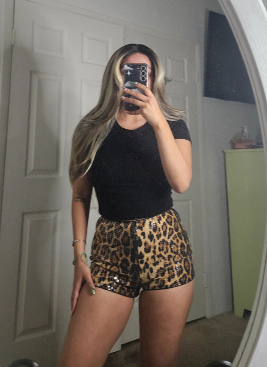 Franny Sequin Shorts (Leopard)