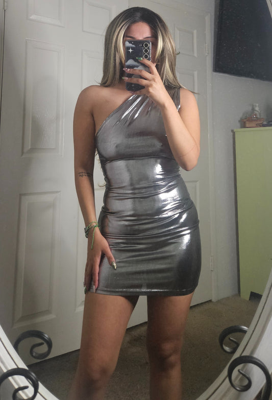 Neo Metallic Dress (Silver)